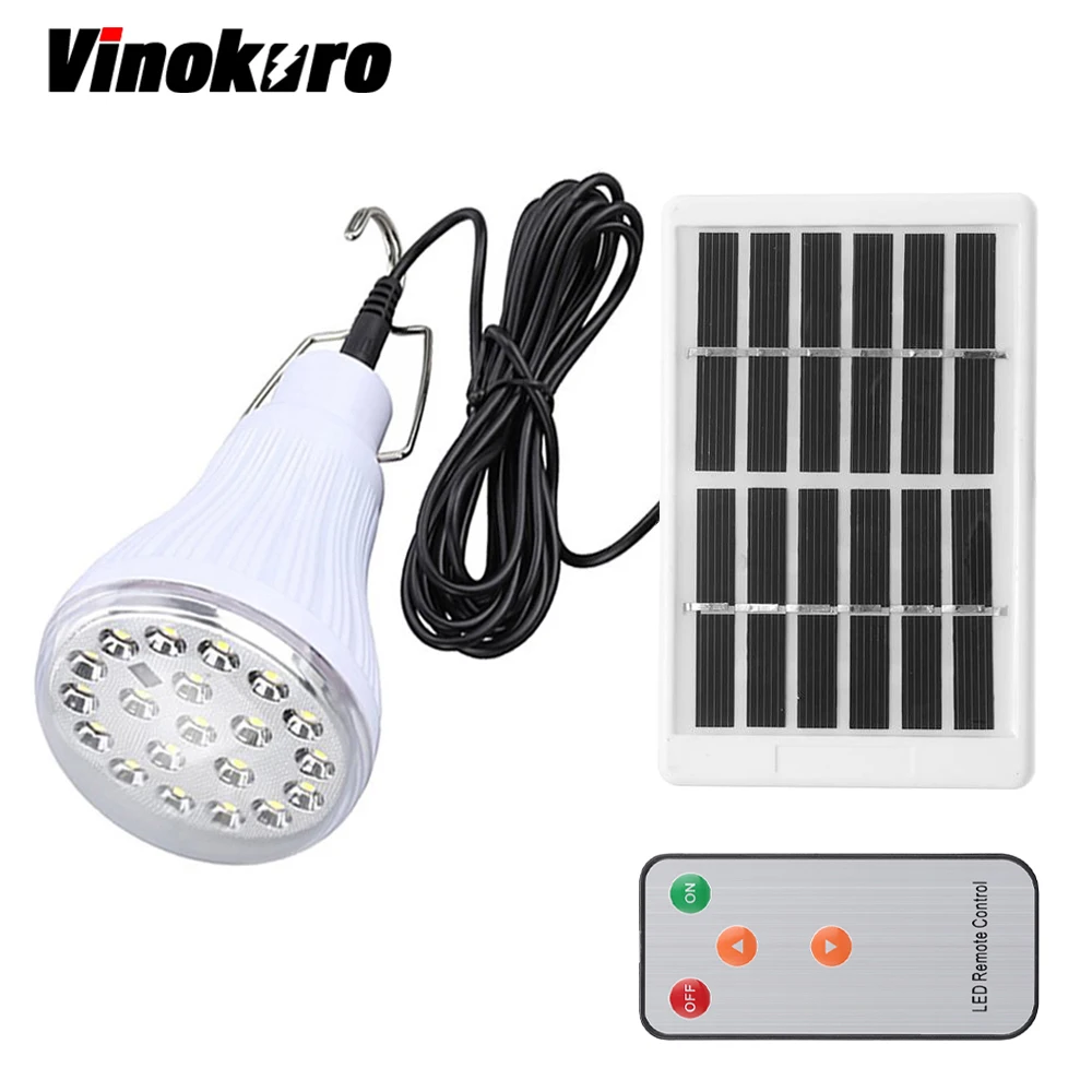 Vinokuro Lighting Dimmable Dc6v 20 Led 2 5w Remote Control Solar Lamp Emergency Outdoor Camping Lights 1w Panel In Lamps From