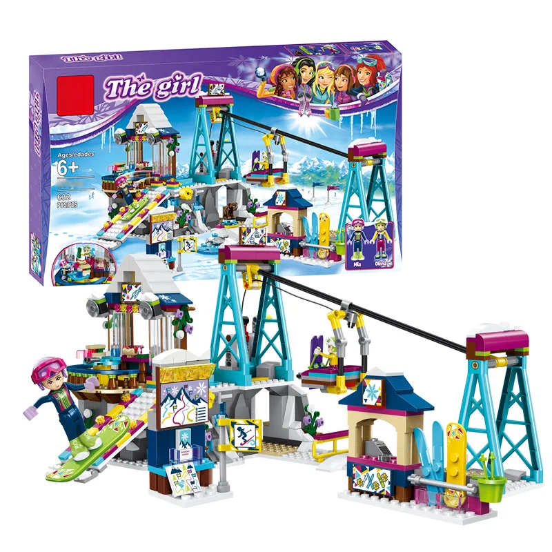 

New LegoINGlys Friends 41324 Snow Resort Ski Lift Gift Club Ski Vacation Skiing Figure Building Blocks Bricks Toys For Girls