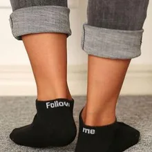 Женские и мужские короткие носки с надписью «Follow Me», забавные стильные носки, модные аксессуары