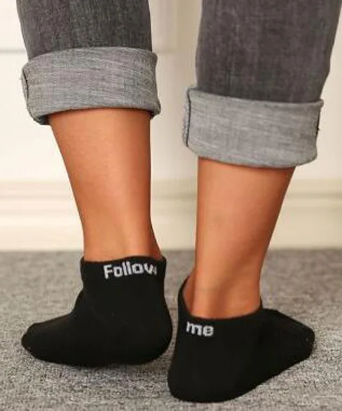 

2019 Women Mens Ankle Follow Me Letter Print Design Off Pattern Funny Stylish Socks Fashion Accessory
