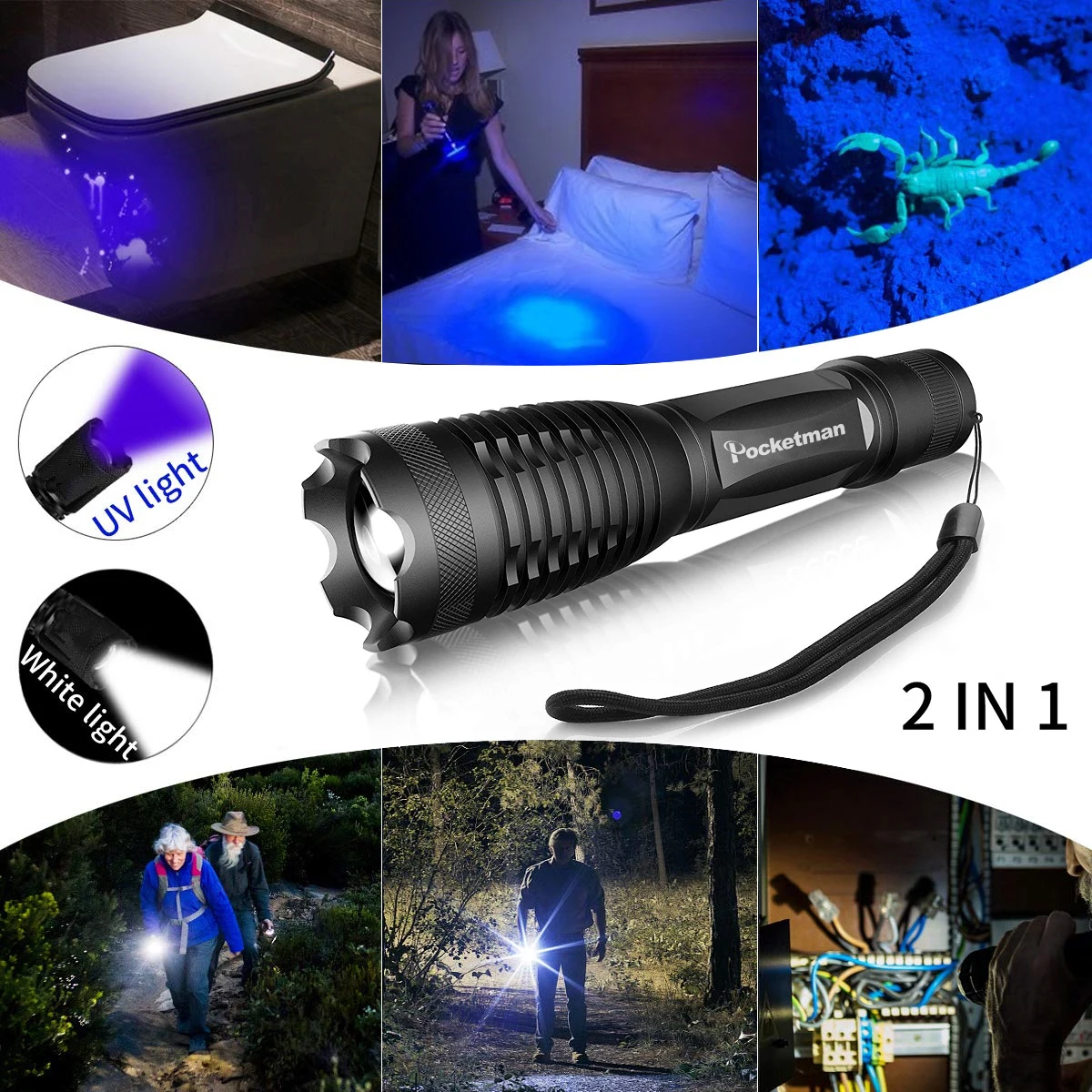 2 в 1 УФ-Фонарик светодиодный тактический фонарь 395nm детекторы для ковров домашних животных мочи ловли скорпионов Кемпинг Туризм Рыбалка