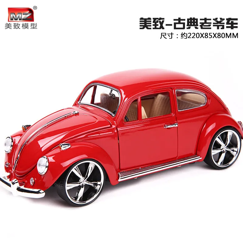  MZ 1:18 Alloy Retro Classic Beetle Car Model Mini Car Toys Table Decor Model 2010A