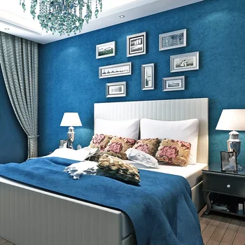 

Bacaz All Blue Wallpaper Solid color wallpaper rolls for bedding room vinyl wall paper Roll living room wallcoverings