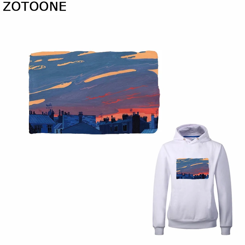 

ZOTOONE Simple View Iron on Transfer Patches Sunset Patch for T-shirt Sweatshirt Funny Thermal Stickers on Clothing Applications