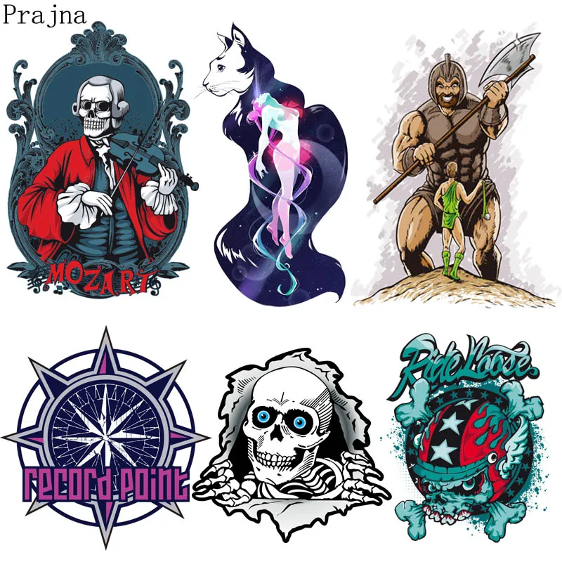 

Prajna Iron-on Transfers Heat Transfer Vinyl Patches For Clothes Mozart Music Ironing Patch Batman Skull DIY Applique Badge 2019
