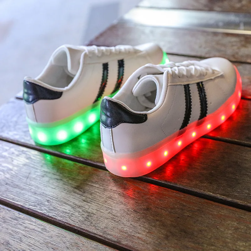 7ipupas размер 25 44 черно белые светящиеся кроссовки USB детская обувь с Led светильник
