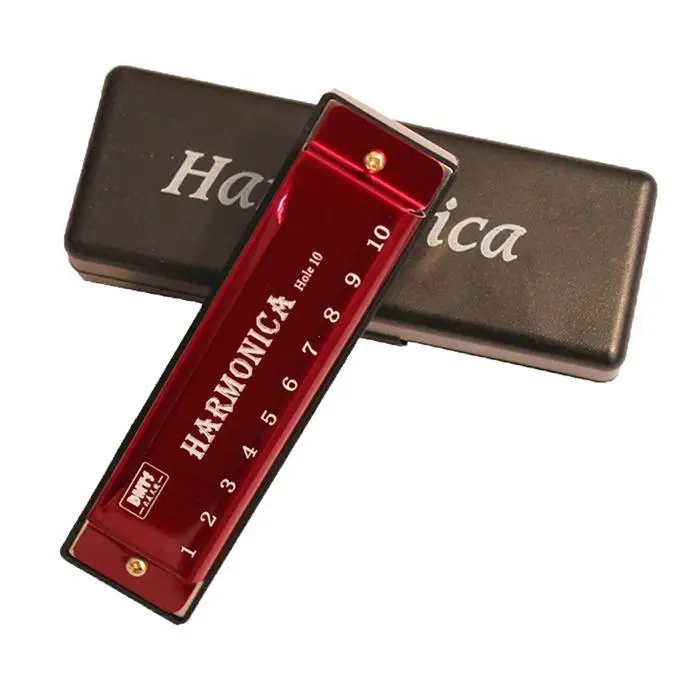 Diatonic 10 отверстий губная гармоника C Ключ для начинающих музыкальный инструмент золото, серебро, красный, черный