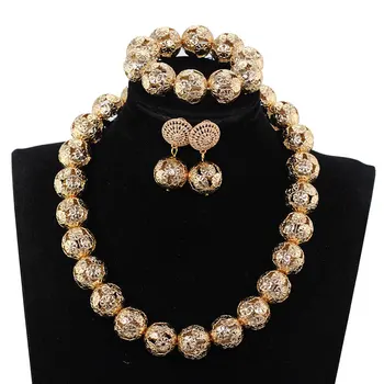 

Big Gold Balls Bridal Necklace Set Balls Jewelry Accessory Chunky Necklace Set Birthday Party Gift Women Jewelry Set WE227