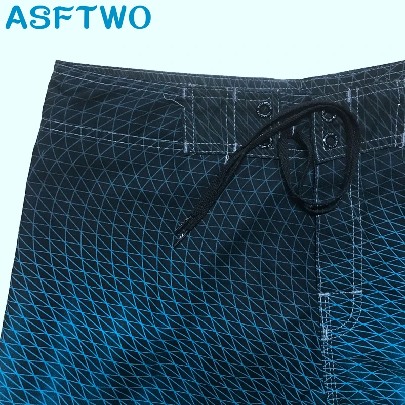ASFTWO мужские пляжные шорты бермуды с принтом, быстросохнущие шорты для серфинга из полиэстера, синие шорты, большие размеры XL XXL