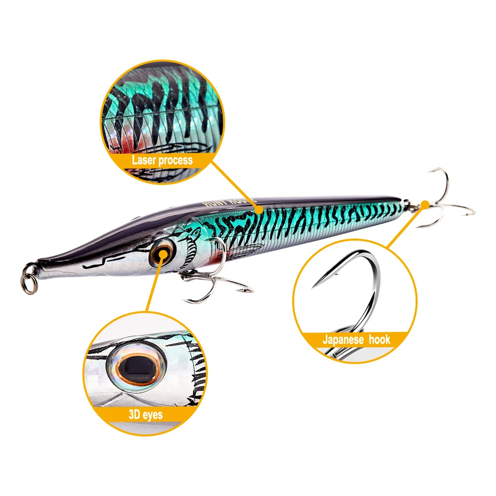 Hunthouse zargana القاروص السحر 2018 جديد قلم رصاص الصيد إغراء stickbait إغراء 146 مللي متر 19g 35g طويلة الصب العائمة غرق