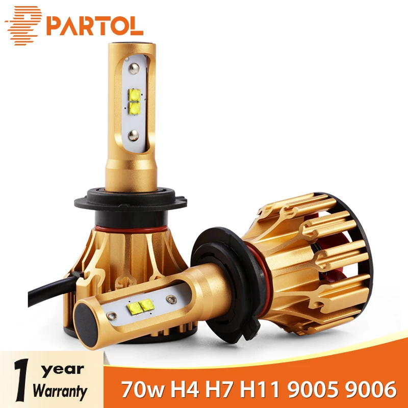 

Partol H4 Car LED Headlight Bulbs Hi Lo Beam 70W 7000LM H7 H11 SMD Chips Automobile Headlamp 9005 9006 Fog Lights 6500K 12V 24V