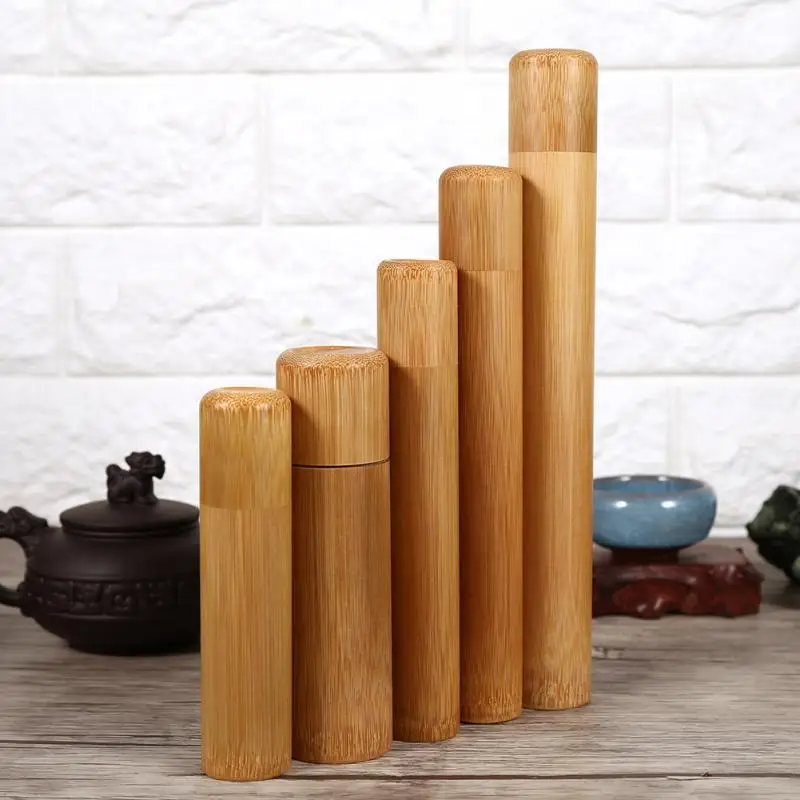

1Pc Round Shape Portable Handmade Natural Wooden Storage Box Tea Jar Case Holder Home Organizer Container Box