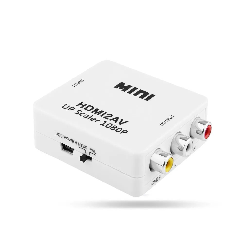 

HDMI TO AV Scaler Adapter HD Video Converter Box HDMI to RCA AV/CVSB L/R Video 1080P HDMI2AV Support NTSC PAL Wholesale