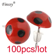 100 пар = 200 шт, серьги-гвоздики "Божья коровка" Адриен маринетт для девочек, косплей, кот Нуар, металлический круг, ювелирные изделия, аксессуары