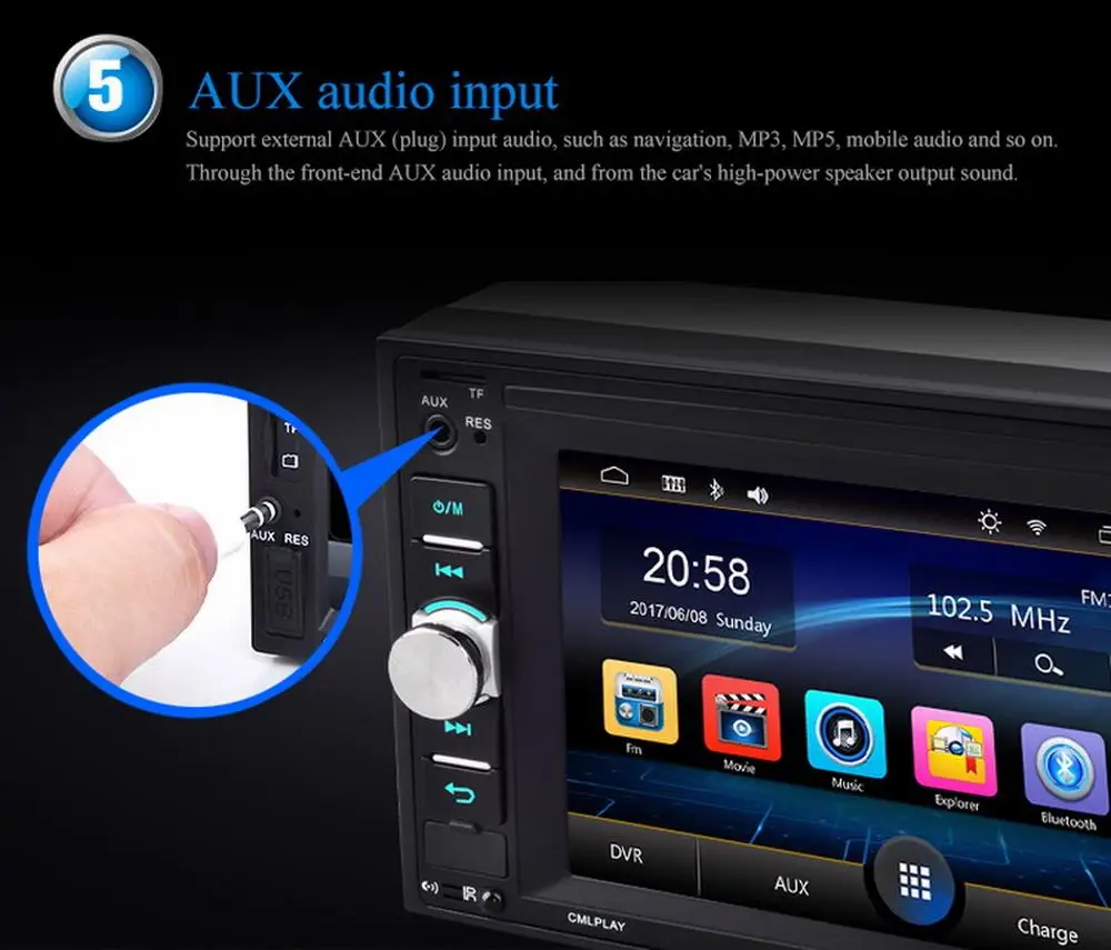 Сенсорный экран 9 языков стерео MP5 плеер mirrori link Bluetooth автомобильный Радио MP3 MP4 MP5 FM Aux in 6,2 дюймов 2 din