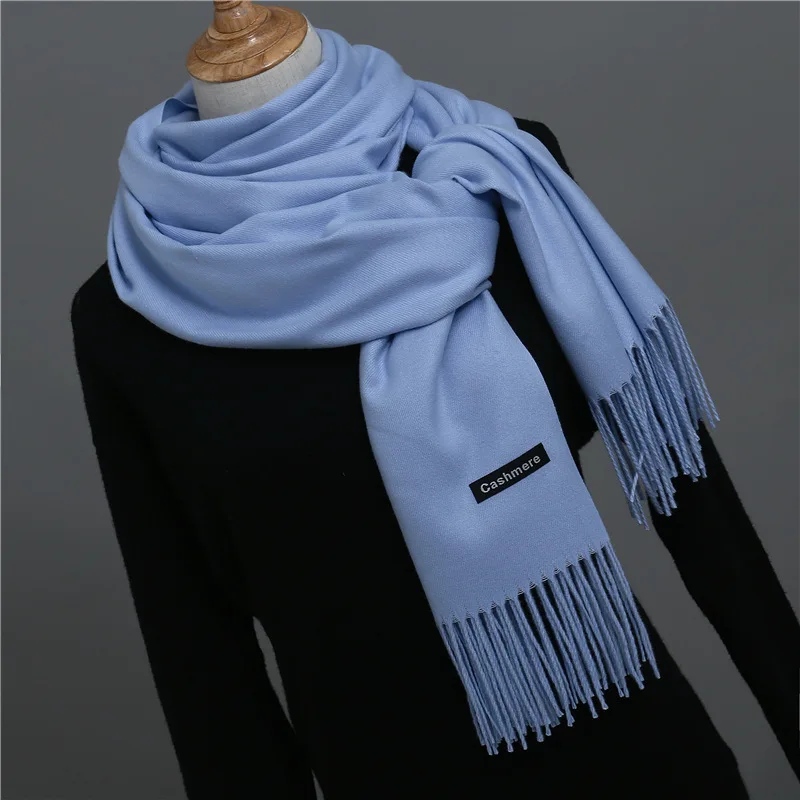 Роскошный брендовый женский шарф, модный однотонный кашемировый шарф осень-зима, женский теплый длинный шарф из пашмины, женский шарф - Цвет: 15