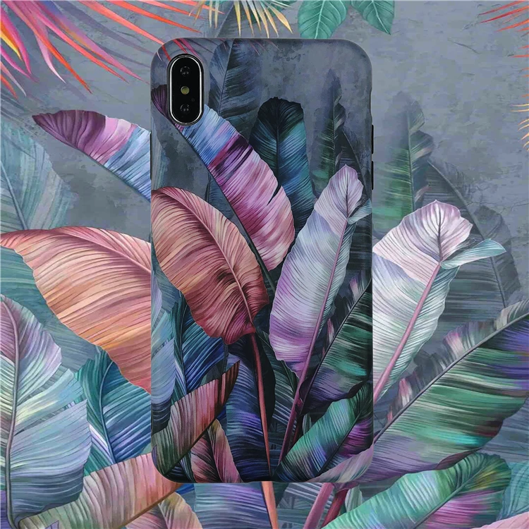 

Retro Darkness Leaf Phone Case For iphone XS Max Case For iphone X XR 6 6S 7 8 Plus Cover Luxury IMD Cases Cute Letter Capa
