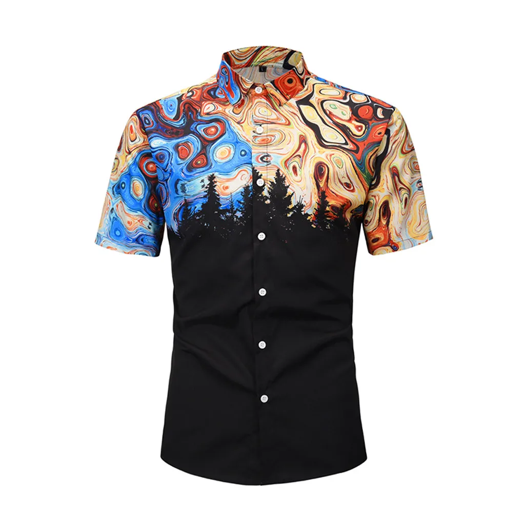 JAYCOSIN рубашка мужская 3D Новая модная летняя полосатая рубашка с короткими рукавами модная полосатая блузка Топ camisa masculina 402 - Цвет: Multi Color