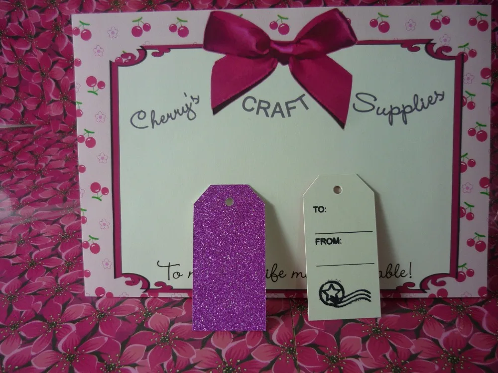 3.5x7cm Hot Pink Glitter Gift Tagsin Cards & Invitations from Home