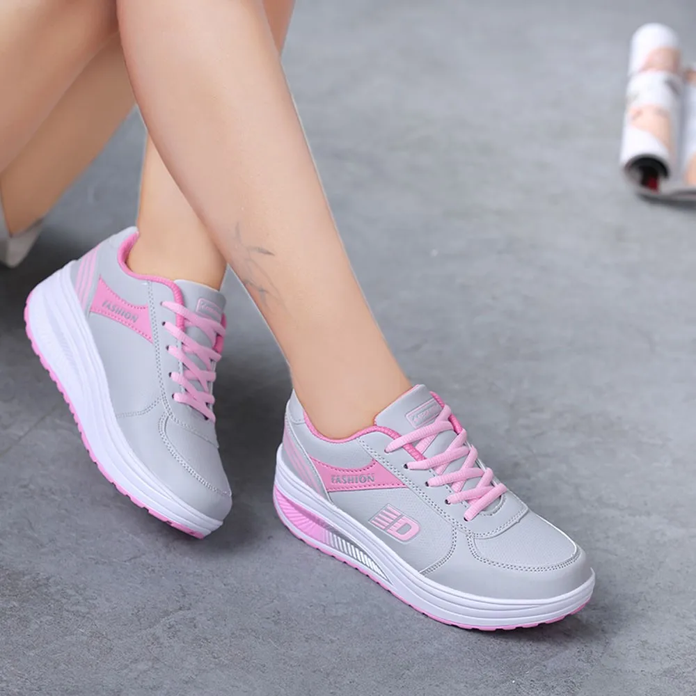 

Women sneaker Mesh Heightening Shoes Soft Bottom Rocking Sneakers female girls soft running Shoes 2019 #G4