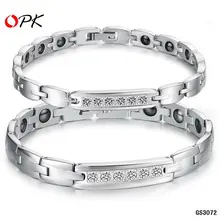 OPK Pareja Saludable Pulsera Healing Acero Inoxidable Imán Piedra Pulseras Cubic Zirconia Mujeres Hombres Joyería 1 UNIDS PriceGS3072