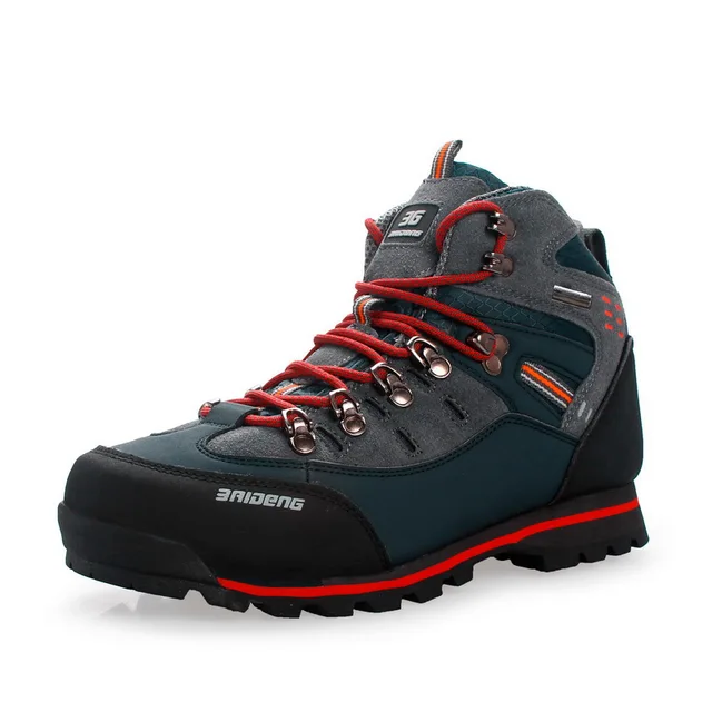 2018 Genuine Leather Hiking Boots for Men Autumn Winter Soft Male Camping Shoes Breathable Trekking Trail Shoes Blue Zapatillas
