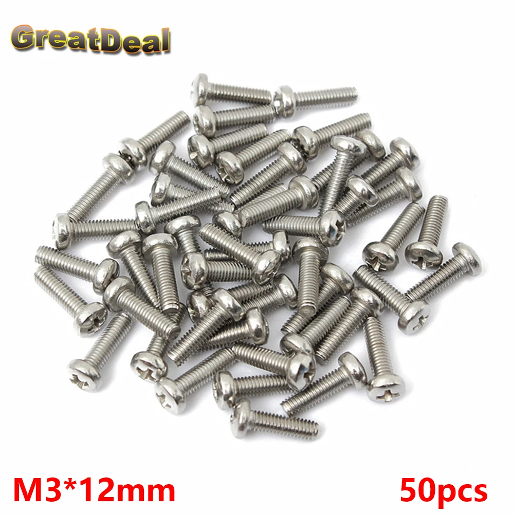 50x M3*12mm Screw M3x12mm Stainless Steel Screws Toys Computer Host ...