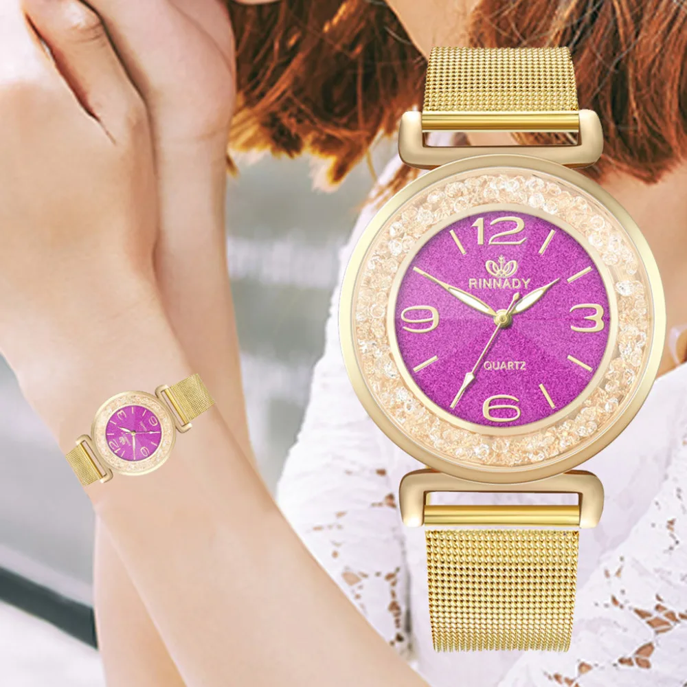 

Fashion Women Crystal Stainless Steel Analog Quartz Wrist Watch Dress Watches Rose Gold Stainless Steel Lvpai Brand Fashion A40