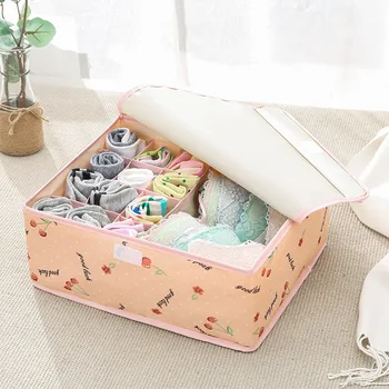 

Washable Underwear Storage Box Fabric Household Closet Organizer Oxford Cloth Socks Bra Underwear Organizer with Cover