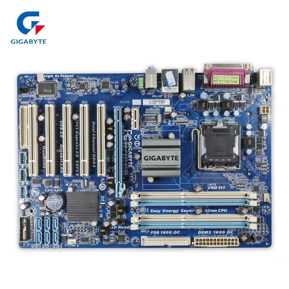 Original Gigabyte GA-P43T-ES3G Desktop Motherboard P43T-ES3G P43 Socket LGA 775 DDR3 ATX 100% Fully Test intel g45 atx lga 775 ddr3 computer motherboard blue silver