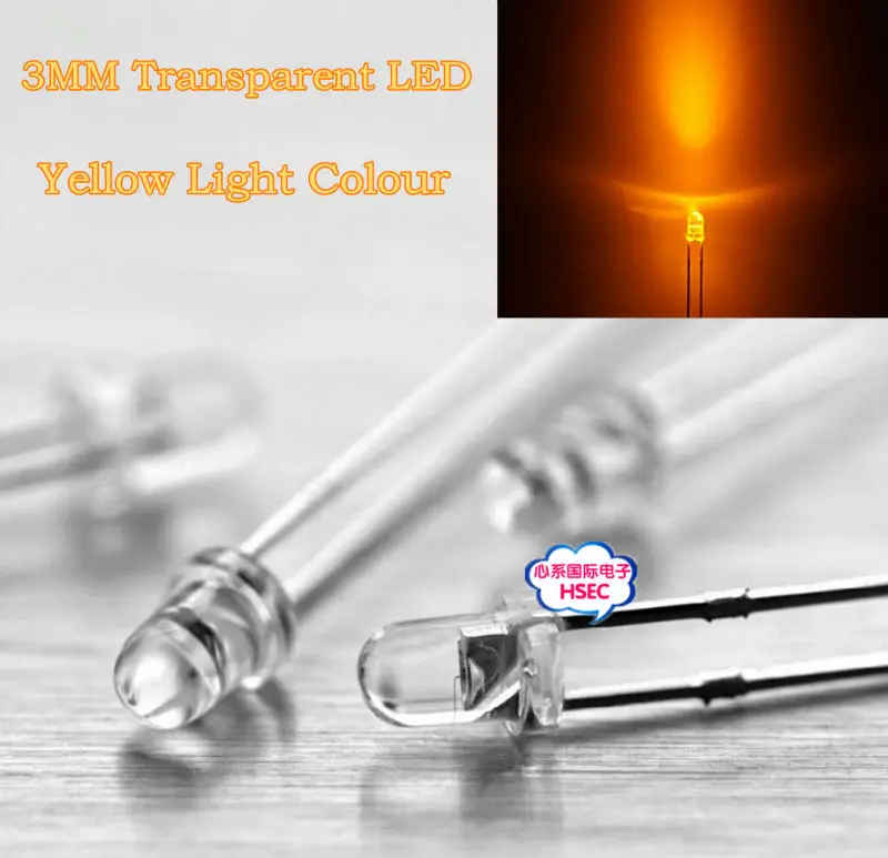 

Free shipping 1000pcs 3mm Transparent Round LED Yellow light Colour LED emitting diode / F3 LED Yellow Colour