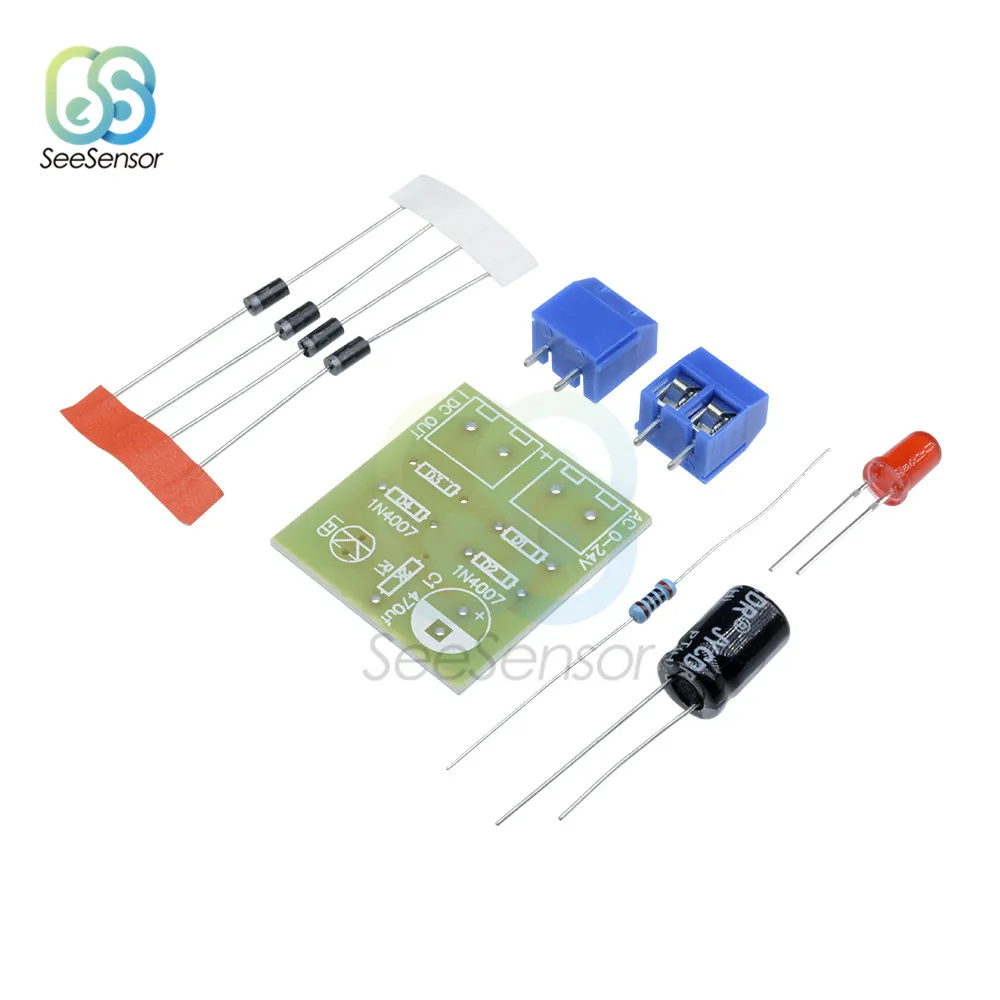 

IN4007 Bridge Rectifier AC DC Converter Full Wave Rectifier Circuit Board Parts Diy Kit Electronic Suite
