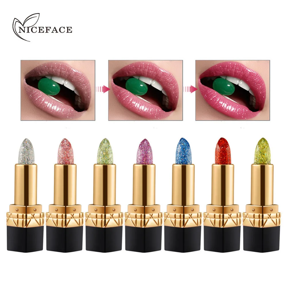 7 colors Diamond Shimmer Lipstick Makeup Metallic Waterproof Long