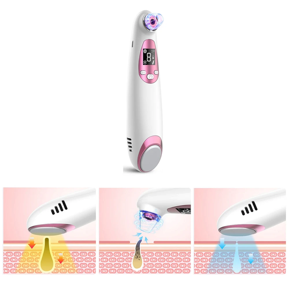US $39.99 Blackhead Vaccum Cleaner For Face Black Dots Whitehead Remover 4 Replaceable Suction Head LED Screen Skin Rejuvenation Lifting