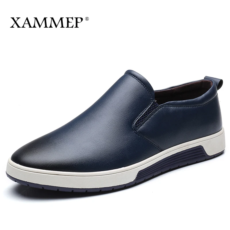 

Men Casual Shoes Brand Men leather Shoes Men Sneakers Spring Autumn Plus Big Size Genuine Split Leather Men Flats Slip On Xammep