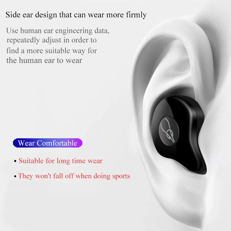 Professional Twins Mini 3D Stereo Sound Bluetooth Earphone Invisible True Wireless Waterproof Sport Earbuds with Power bank