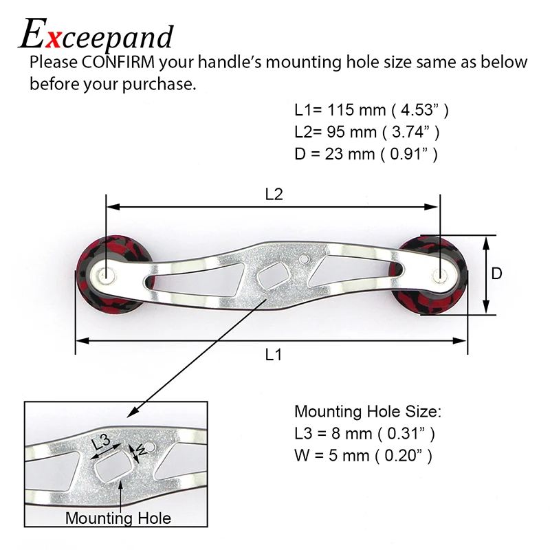 Exceepand Gunsmoke Color Handle Red Camo Knobs Fishing Reel Handle for Abu Garcia Daiwa Baitcasting Reel Grip