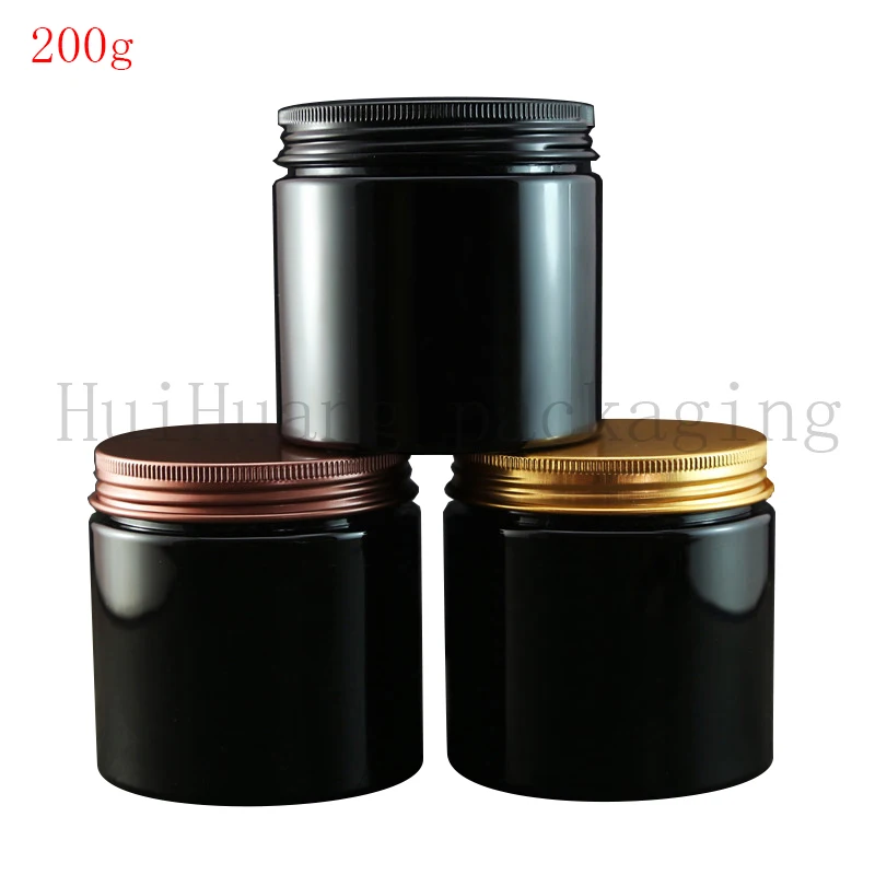 

30pcs 200g aluminum lid Empty Cosmetic Container black Cream Jar 200cc Food Pot ,Tea Tin,Cosmetics Packaging Containers