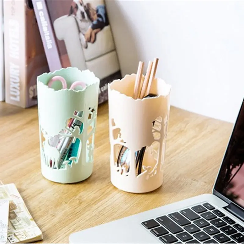 1pc Toy Pen Container Brush Pot Circular Hollow Out Deer Tubular