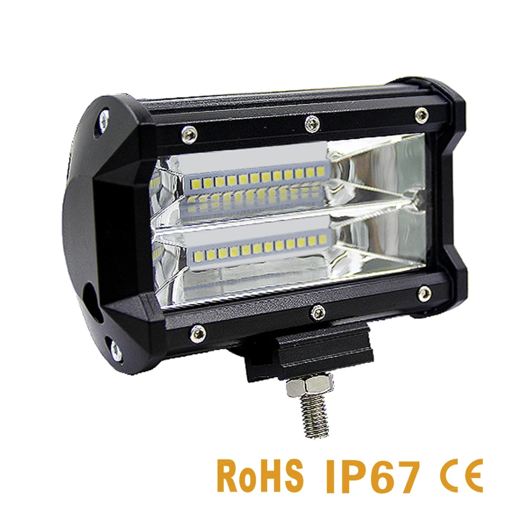 2PCS 5 72w LED worklight bar spot beams Driving lights for offroad auto Toyota 4WD 4x4