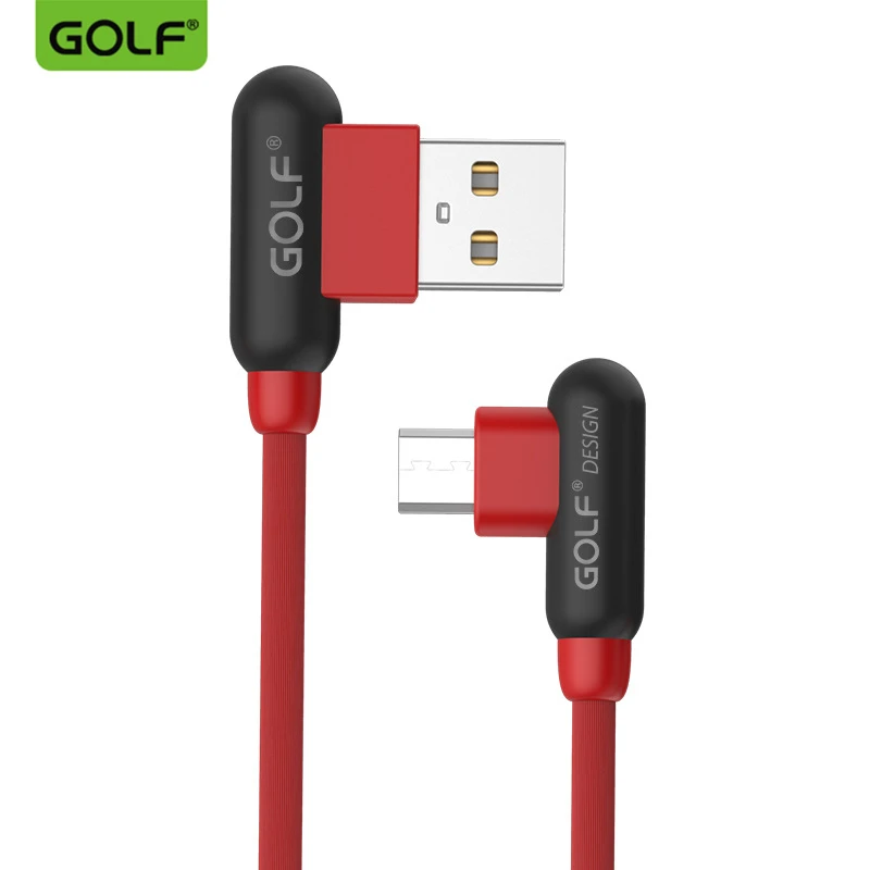 GOLF 90 градусов под прямым углом Micro USB кабель для синхронизации данных и зарядки для samsung S6 S7 LG G3 G4 Redmi 5 6 6A 7 телефонов usb кабели для зарядки - Цвет: Red