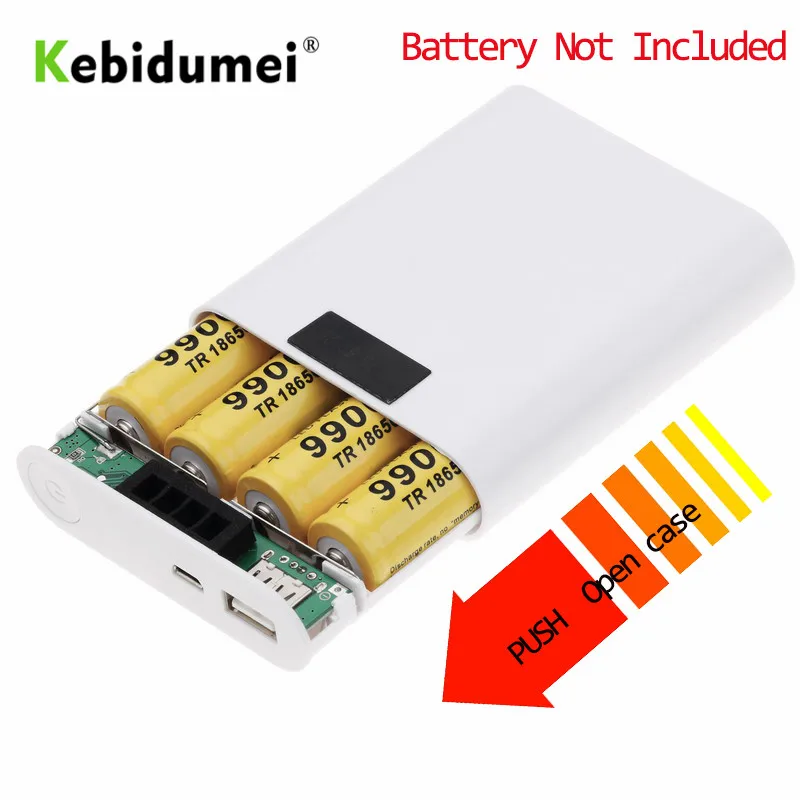 

Kebidumei Battery Storage Box USB 4X 18650 Power Bank Case DIY Display Battery Charger Display Screen Charge for Smart phone