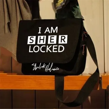 

Detective Sherlock Women Shoulder Bags Canvas School Bags Gift Bookbag Men Messenger Bags Sherlock Crossbody Bags for Women