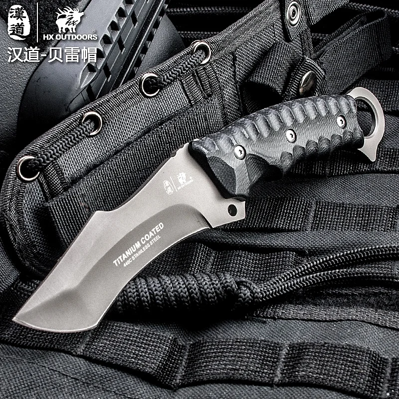 HX на открытом воздухе высокой твердости фиксированный нож 440C с титановым покрытием лезвие K10 Ручка Открытый выживания Кемпинг Охота мульти ножи инструменты
