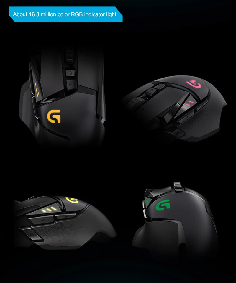 Профессиональная игровая мышь logitech G502, поддержка многокнопочного программирования, RGB мышь, вес 12000 dpi для PUBG CSGO FPS