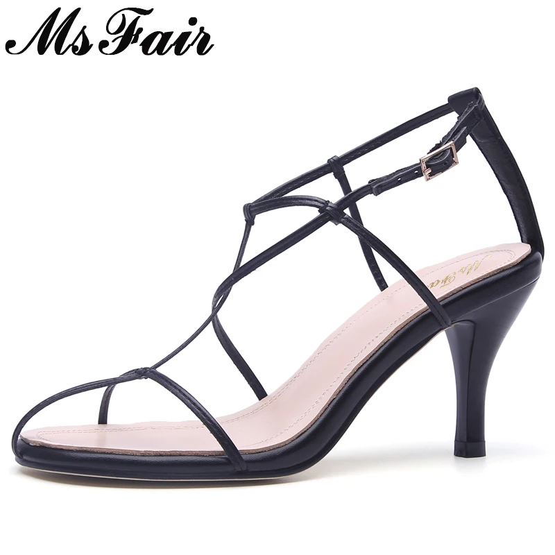 

MsFair Round Toe Rome Sandals Shoes Woman Fashion Metal Buckle High Heels Sandals Women Shoes Summer Women Gladiator Sandals