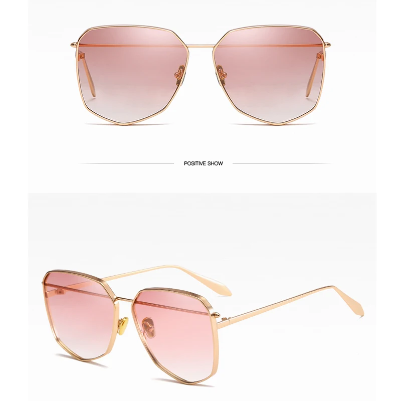 Imwete Новая Металлическая оправа Женская многоугольная рамка солнцезащитные очки градиентные линзы солнцезащитные очки модного дизайна