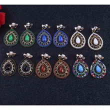 Новые Вечерние 6 цветов Bijoux Bohemia массивные хрустальные клипсы без пирсинга богемный турецкий винтажная Этническая бижутерия