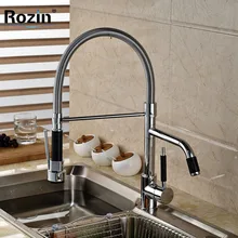 Luxury Pull Out/down Brass Kitchen Faucet Deck Mount Rotation Mixer Water Faucets Chrome Finished