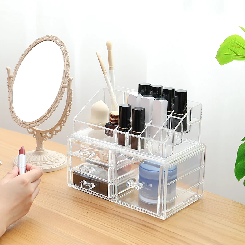 

Korean Drawer Organizers Multi-grid Makeup Organizers Plastic Box Transparent Box Storage Container Lipstick Holder Trinket Box